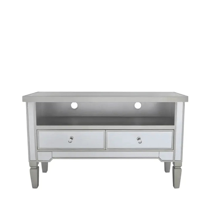 Vista 2 Drawer Champagne Wood Mirror Entertainment Unit #NJ Home Interiors#