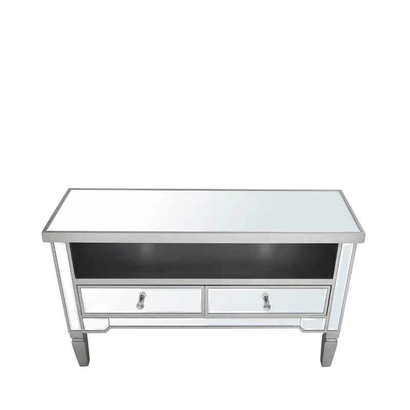 Vista 2 Drawer Champagne Wood Mirror Entertainment Unit #NJ Home Interiors#