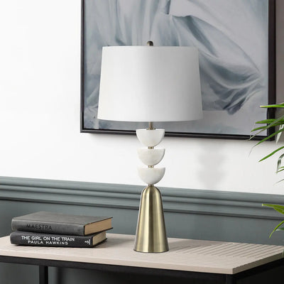 White Marble and Antique Brass Metal Table Lamp #NJ Home Interiors#