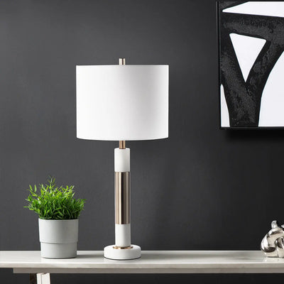 White Marble and Metal Table Lamp #NJ Home Interiors#