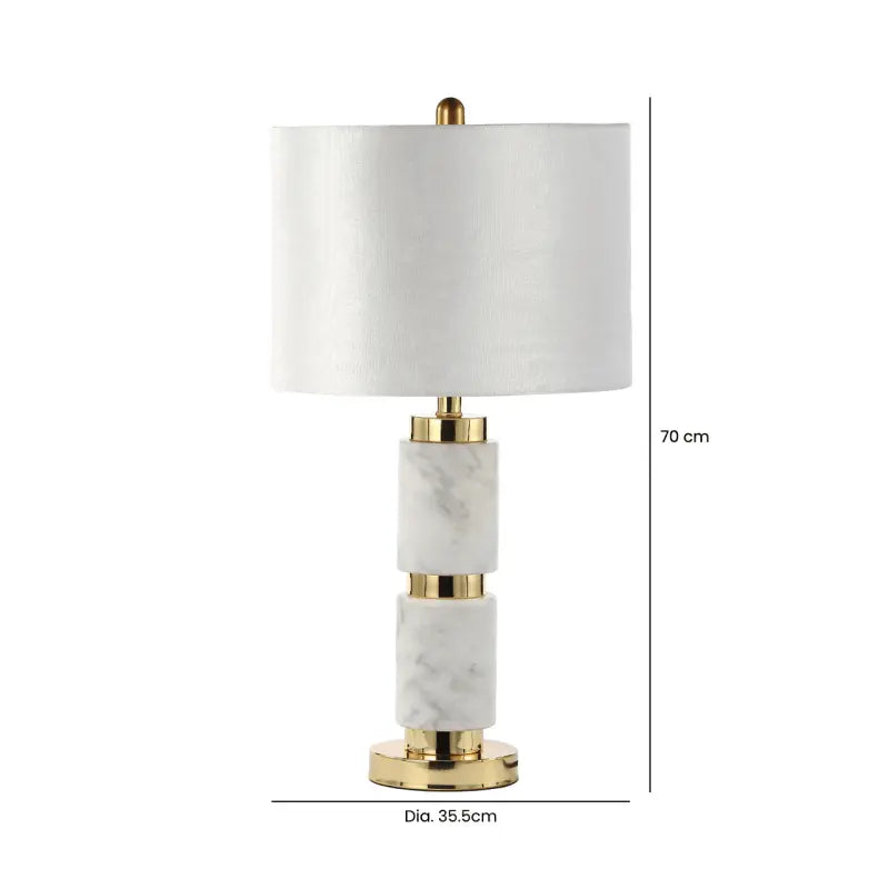 White Marble Table Lamp with Cream Velvet Shade #NJ Home Interiors#