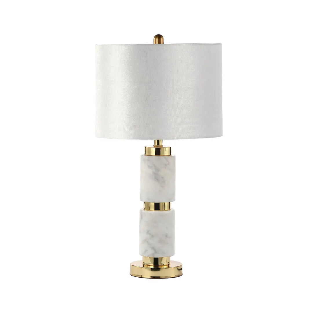 White Marble Table Lamp with Cream Velvet Shade #NJ Home Interiors#