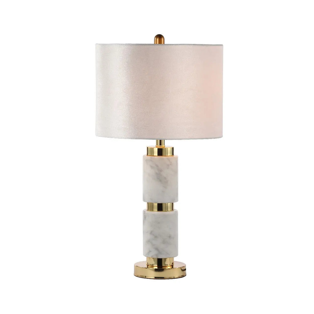White Marble Table Lamp with Cream Velvet Shade #NJ Home Interiors#