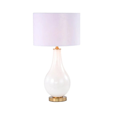 White Pearl Glass Table Lamp with White Velvet Shade #NJ Home Interiors#