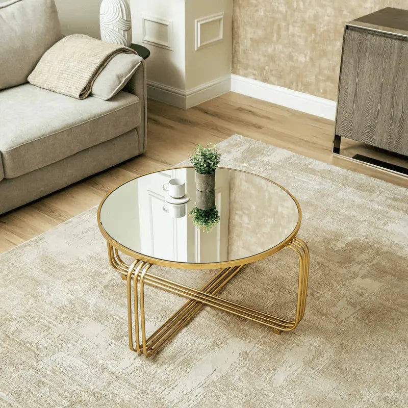 Yuan Gold Metal with Mirror Top Coffee Table #NJ Home Interiors#