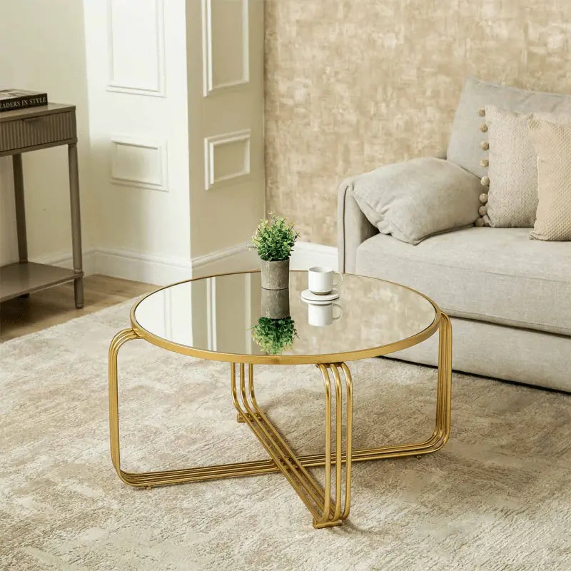 Yuan Gold Metal with Mirror Top Coffee Table #NJ Home Interiors#