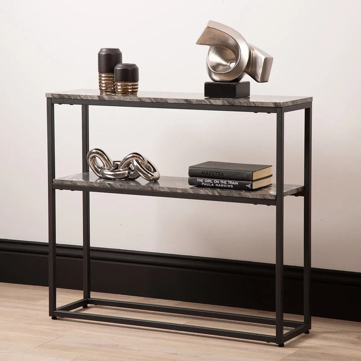 Alora Black Metal 2 Tier Console Table - LUX-HOM