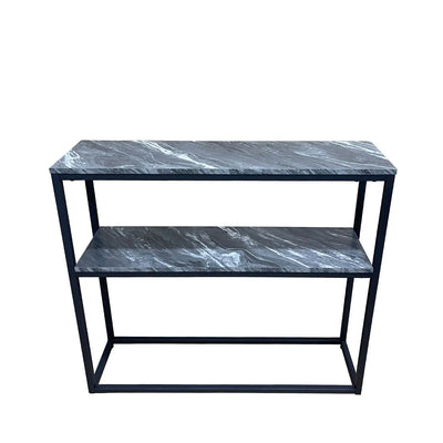 Alora Black Metal 2 Tier Console Table - LUX-HOM