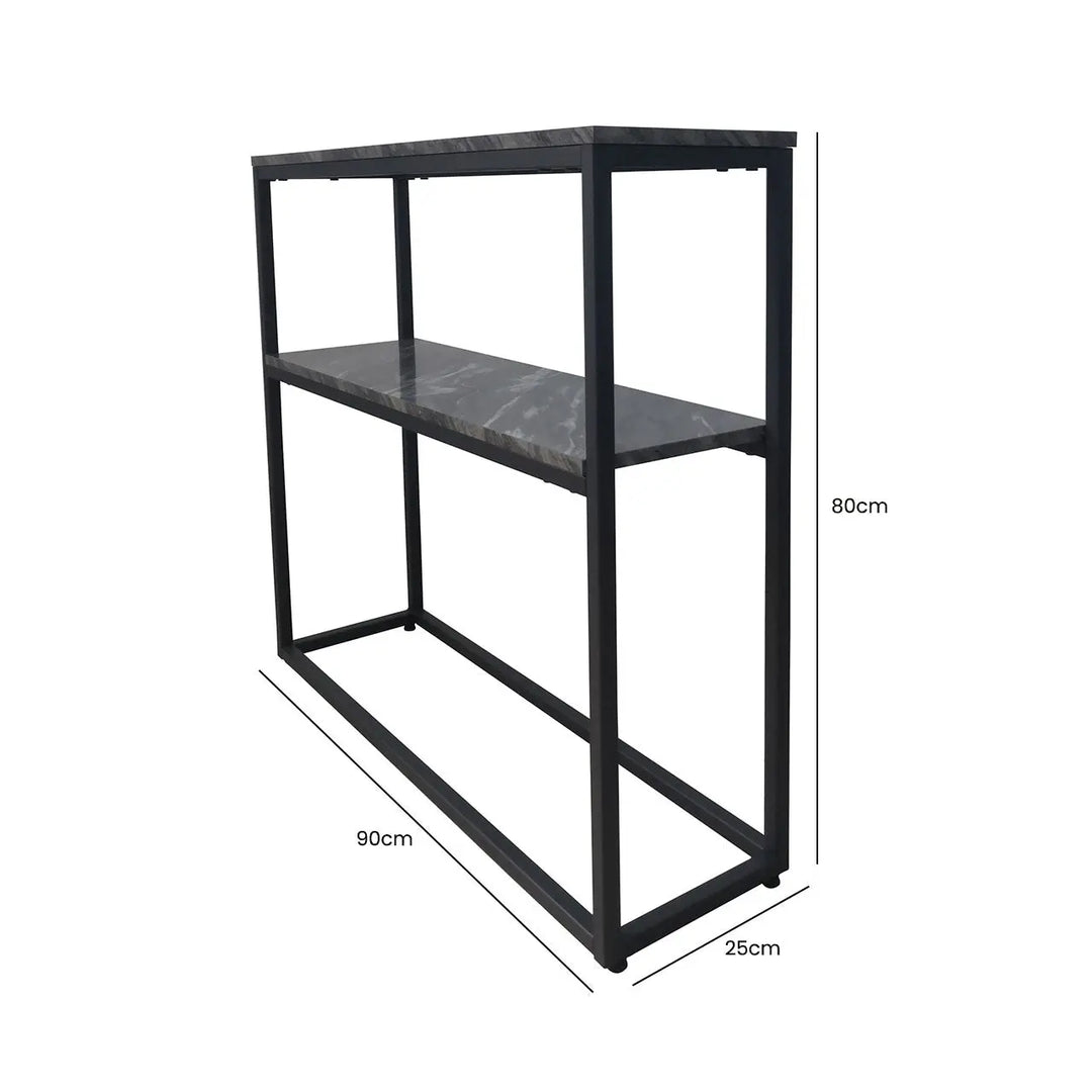 Alora Black Metal 2 Tier Console Table - LUX-HOM