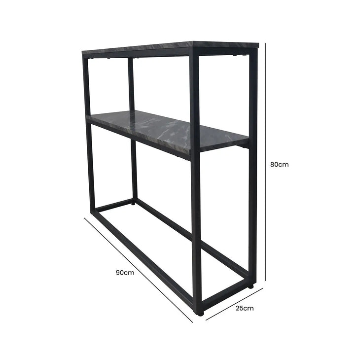 Alora Black Metal 2 Tier Console Table - LUX-HOM