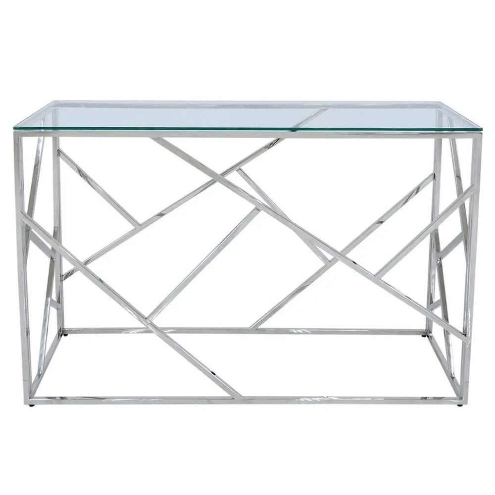 Azaro Glass Console Table Chrome - LUX-HOM