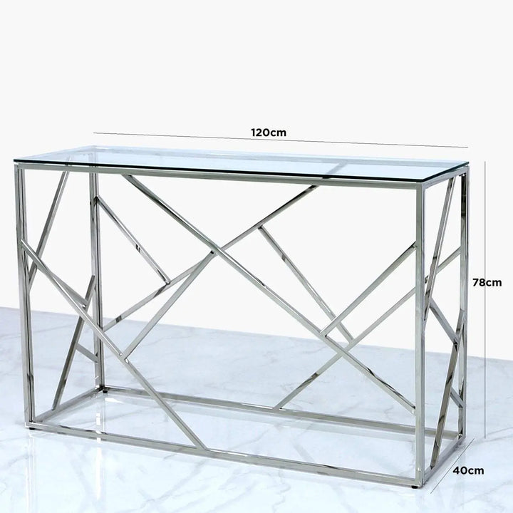 Azaro Glass Console Table Chrome - LUX-HOM