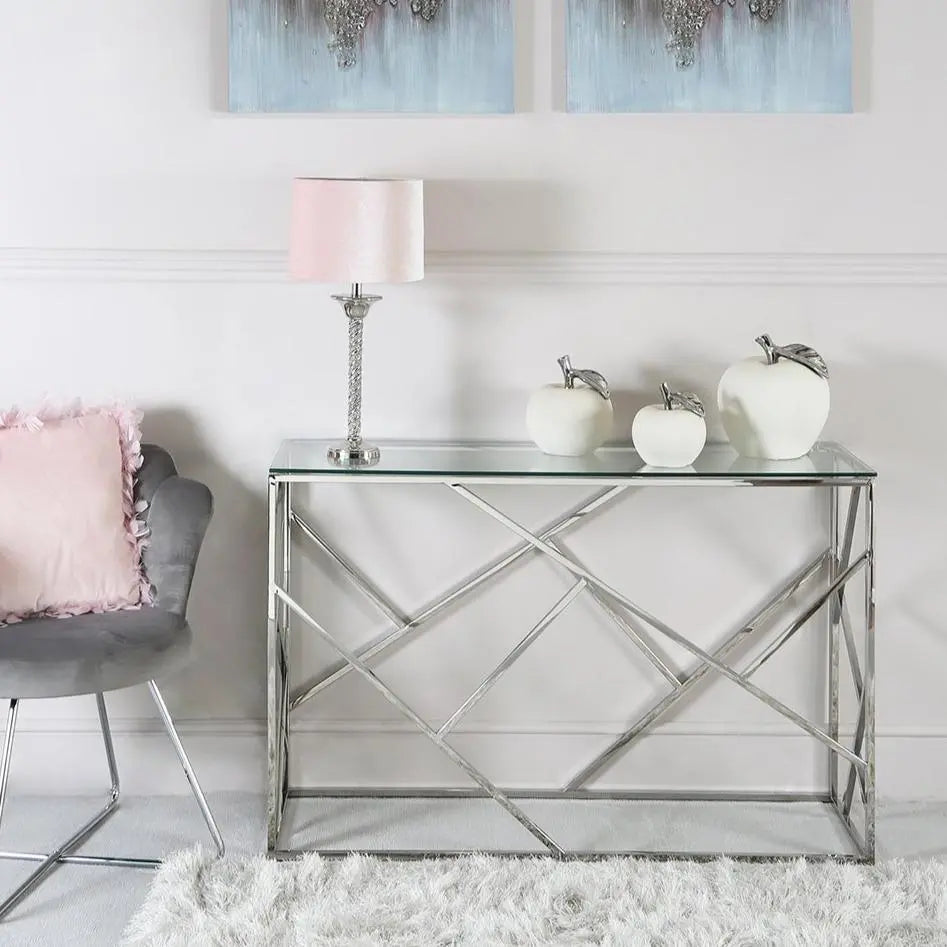 Azaro Glass Console Table Chrome - LUX-HOM
