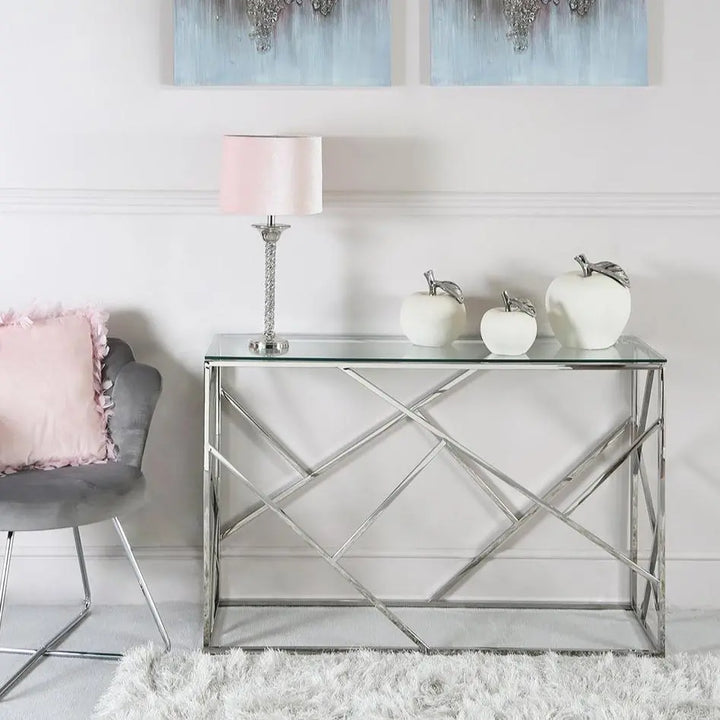 Azaro Glass Console Table Chrome - LUX-HOM