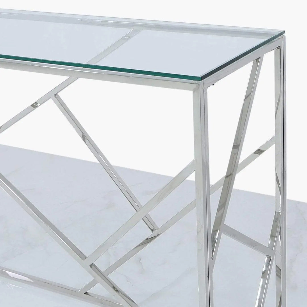 Azaro Glass Console Table Chrome - LUX-HOM