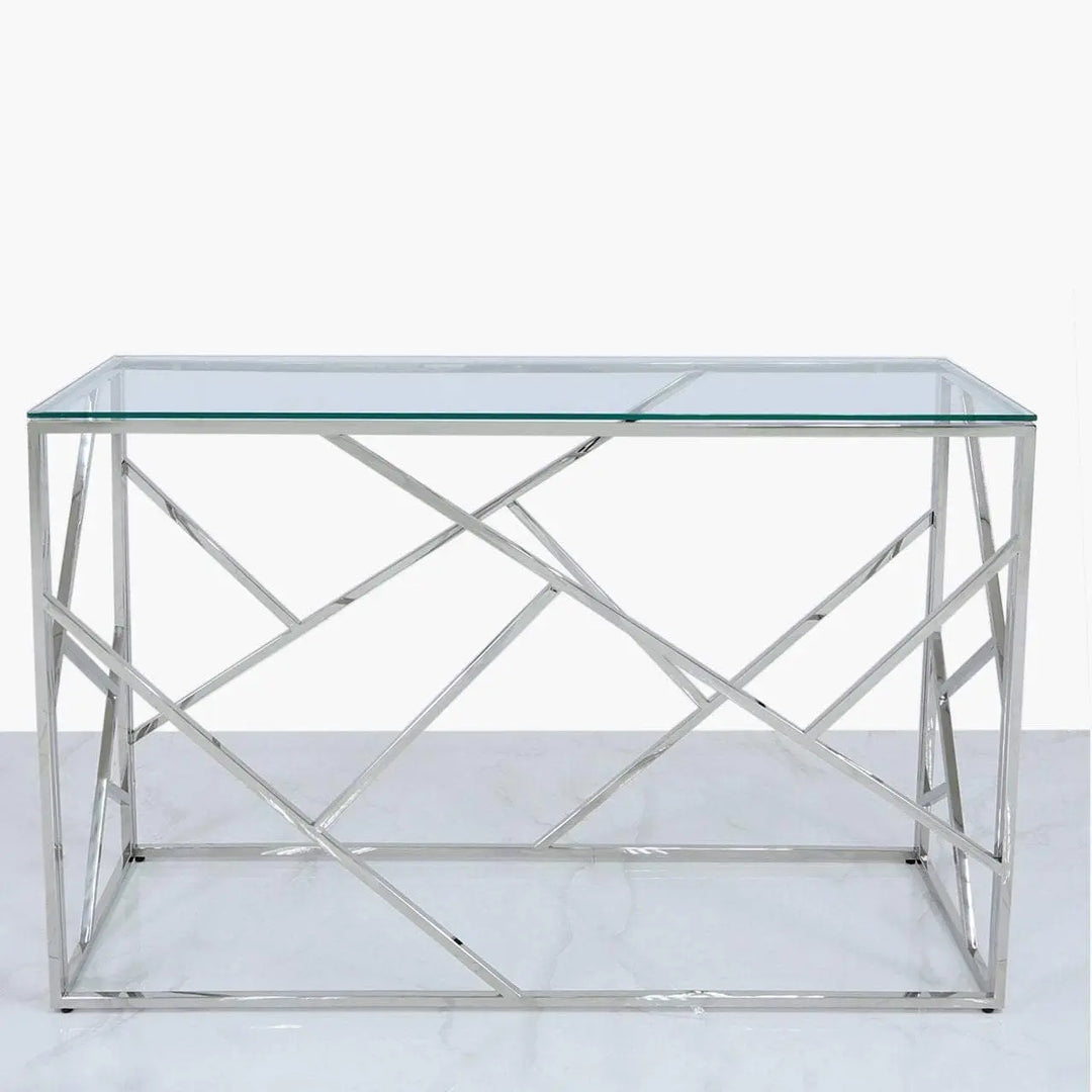 Azaro Glass Console Table Chrome - LUX-HOM