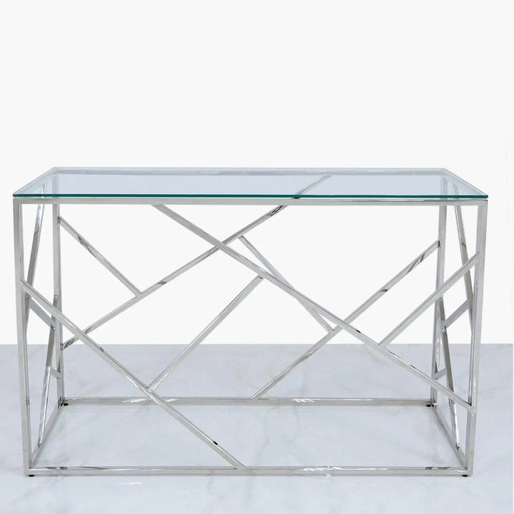 Azaro Glass Console Table Chrome - LUX-HOM