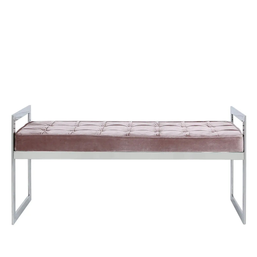 Denver Bench - Stainless Steel with Upholstered Seat - Blush Pink - LUX-HOM