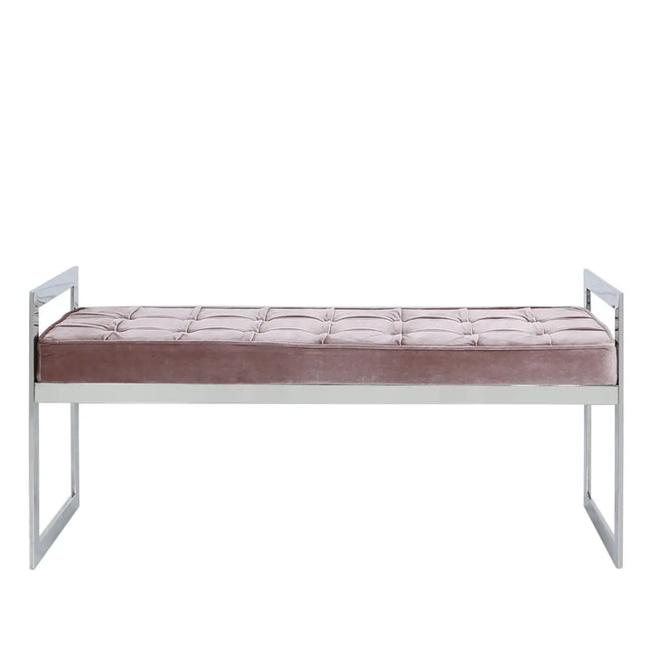 Denver Bench - Stainless Steel with Upholstered Seat - Blush Pink - LUX-HOM
