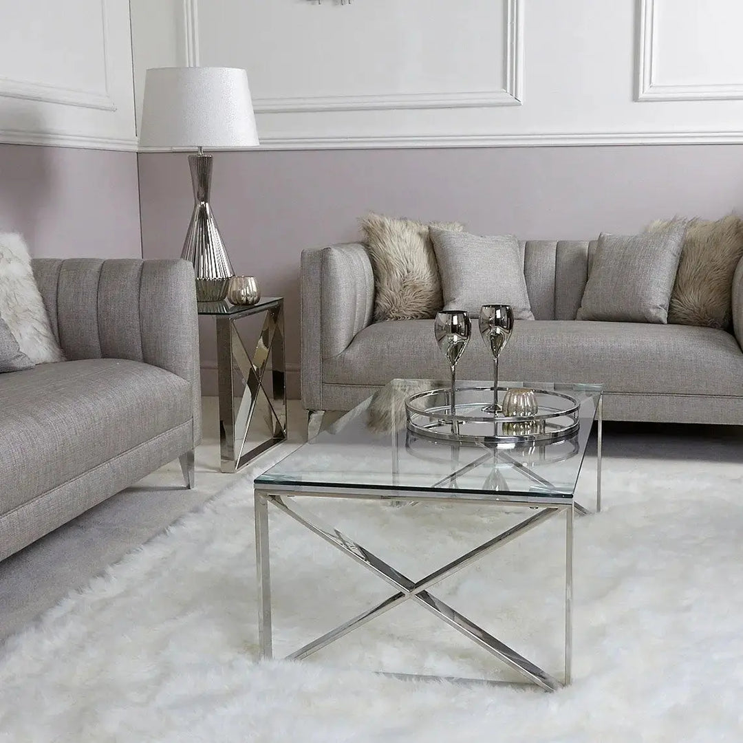 Denver Glass Coffee Table - Chrome - LUX-HOM