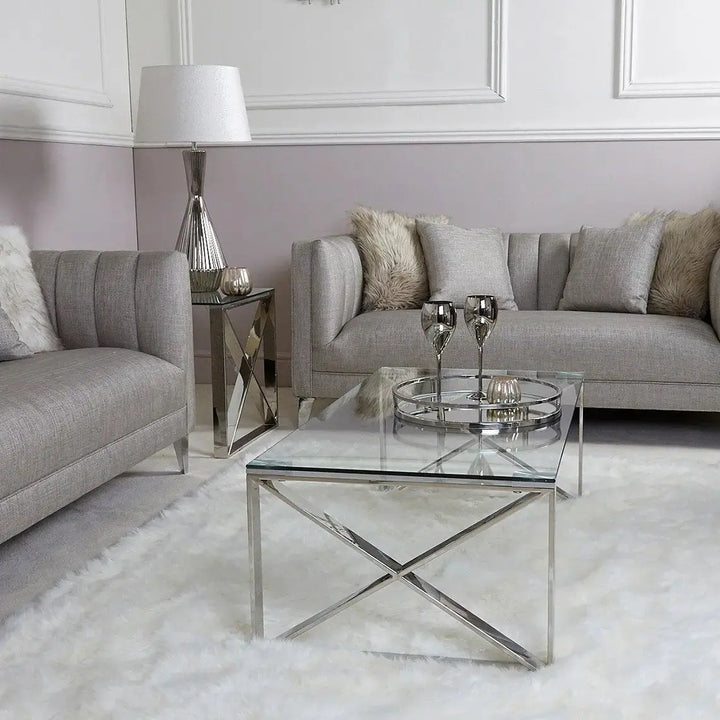 Denver Glass Coffee Table - Chrome - LUX-HOM