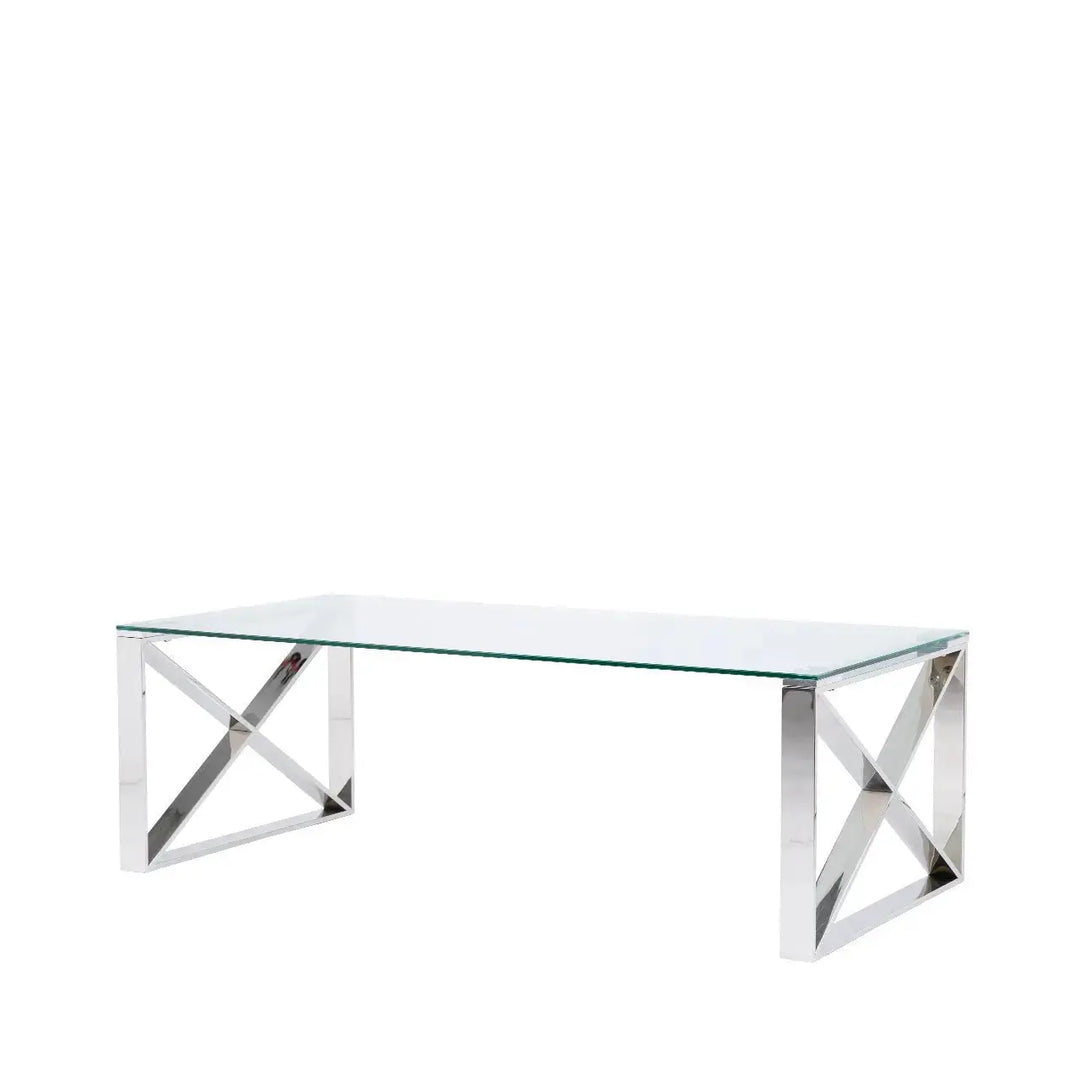 Denver Glass Coffee Table - Chrome - LUX-HOM
