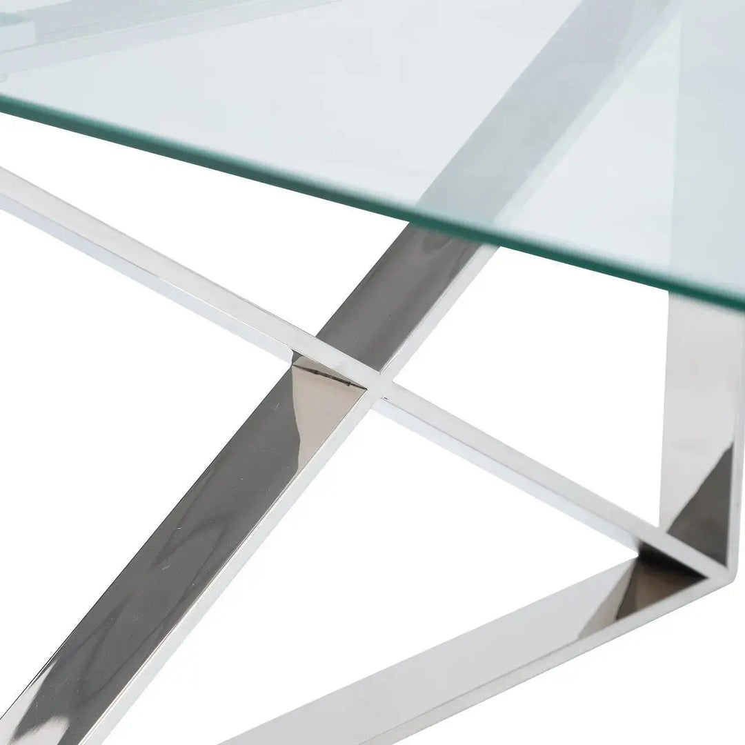 Denver Glass Coffee Table - Chrome - LUX-HOM