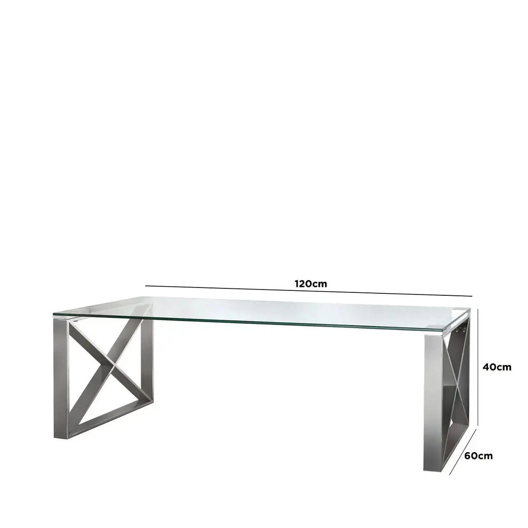 Denver Glass Coffee Table - Chrome - LUX-HOM