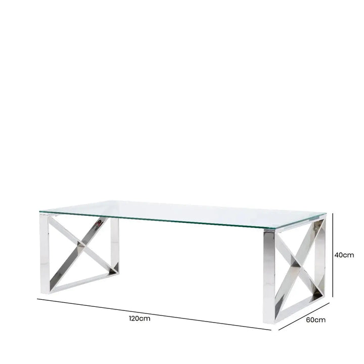 Denver Glass Coffee Table - Chrome - LUX-HOM