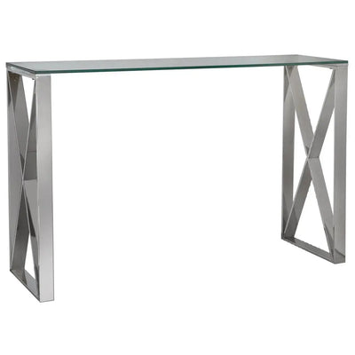 Denver Glass Console Table - Chrome - LUX-HOM