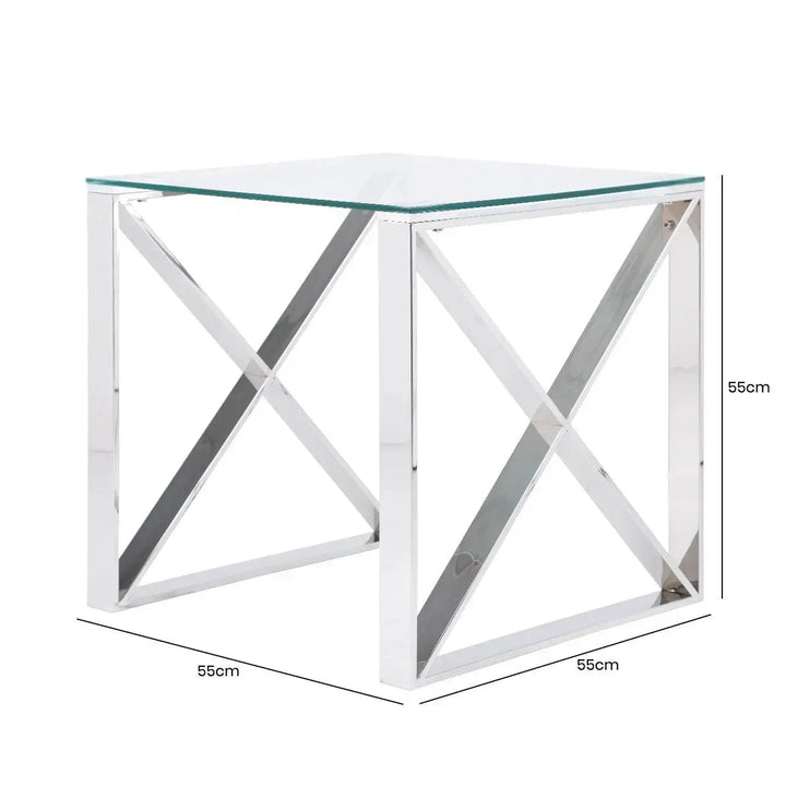 Denver Glass End Table - Chrome - LUX-HOM