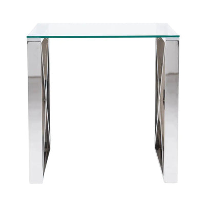 Denver Glass End Table - Chrome - LUX-HOM