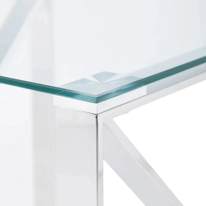 Denver Glass End Table - Chrome - LUX-HOM