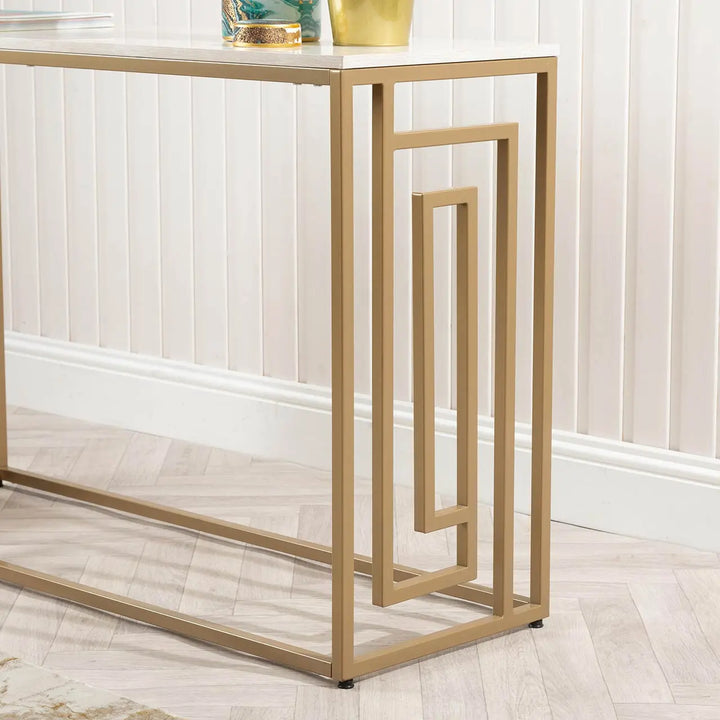Devon Cream and Gold Console Table - LUX-HOM