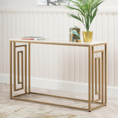 Devon Cream and Gold Console Table - LUX-HOM