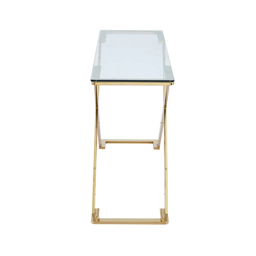Forma Glass and Metal Console Table Gold - LUX-HOM