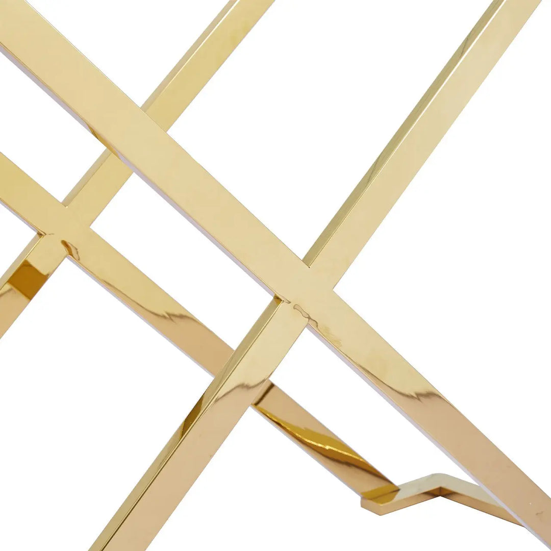 Forma Glass and Metal Console Table Gold - LUX-HOM