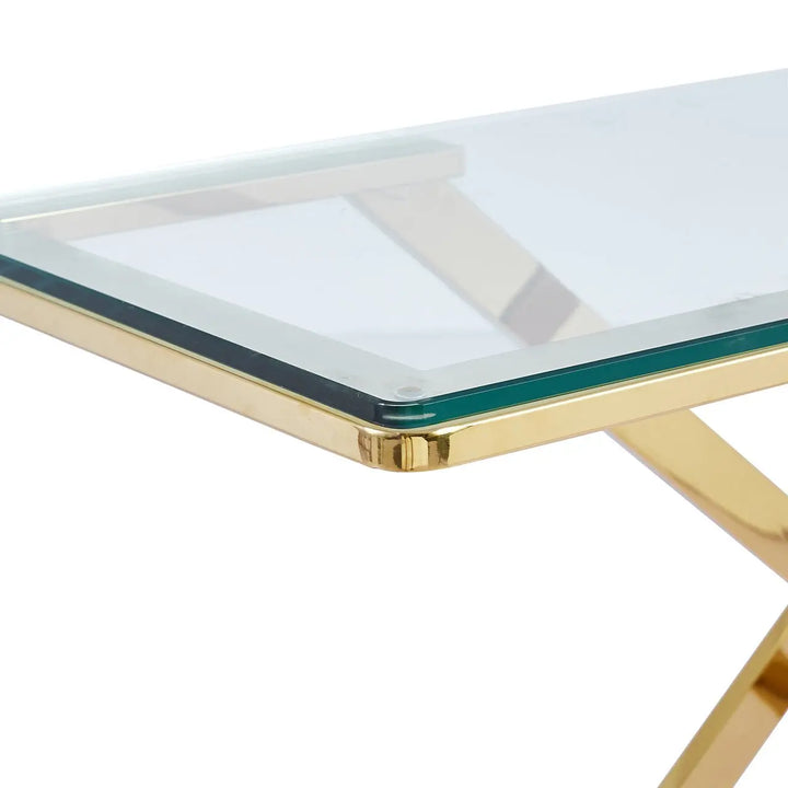 Forma Glass and Metal Console Table Gold - LUX-HOM