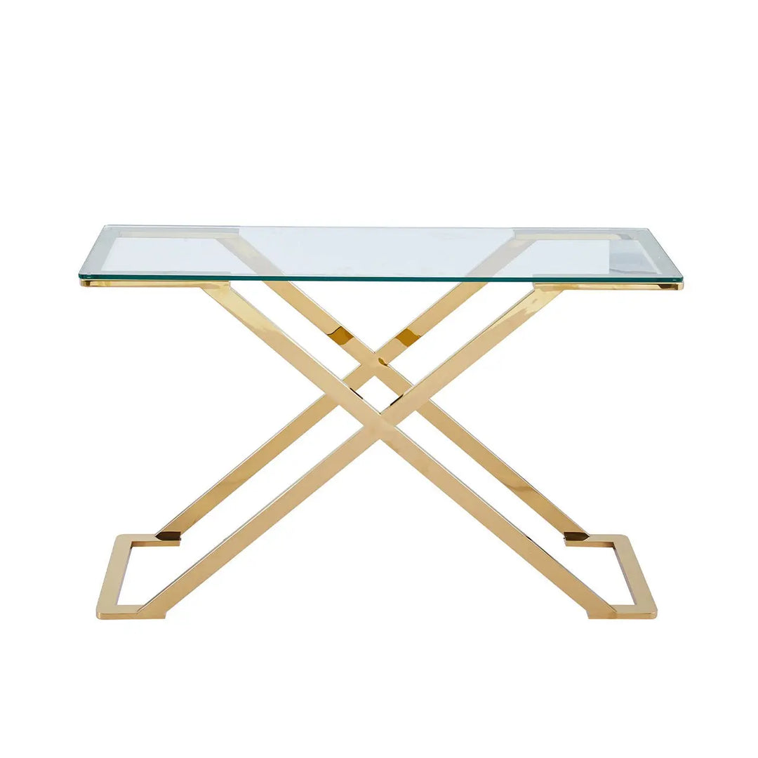 Forma Glass and Metal Console Table Gold - LUX-HOM