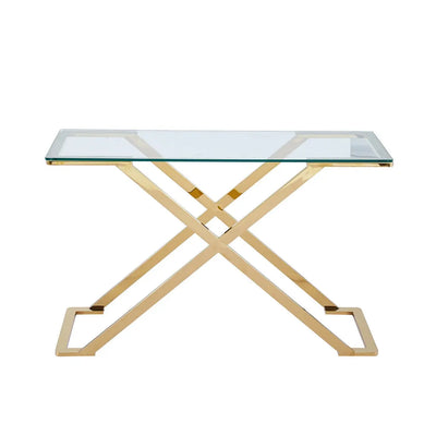 Forma Glass and Metal Console Table Gold - LUX-HOM