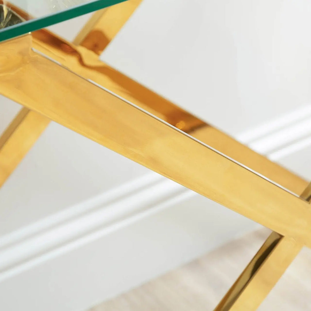 Forma Glass and Metal Console Table Gold - LUX-HOM