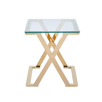 Forma Glass and Metal End Table Gold - LUX-HOM