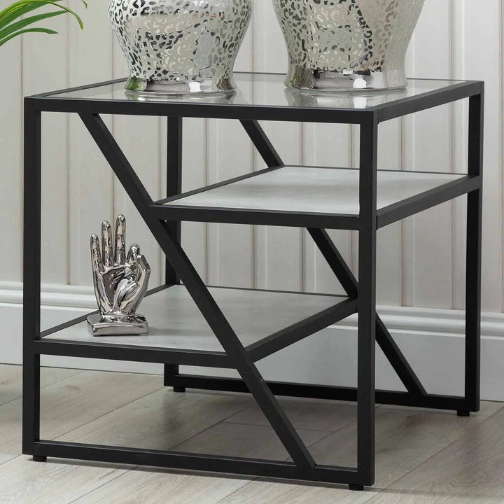 Ibarra Black and Grey End Table - LUX-HOM