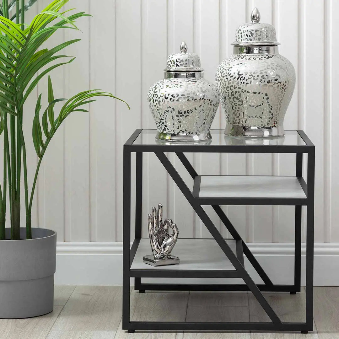 Ibarra Black and Grey End Table - LUX-HOM