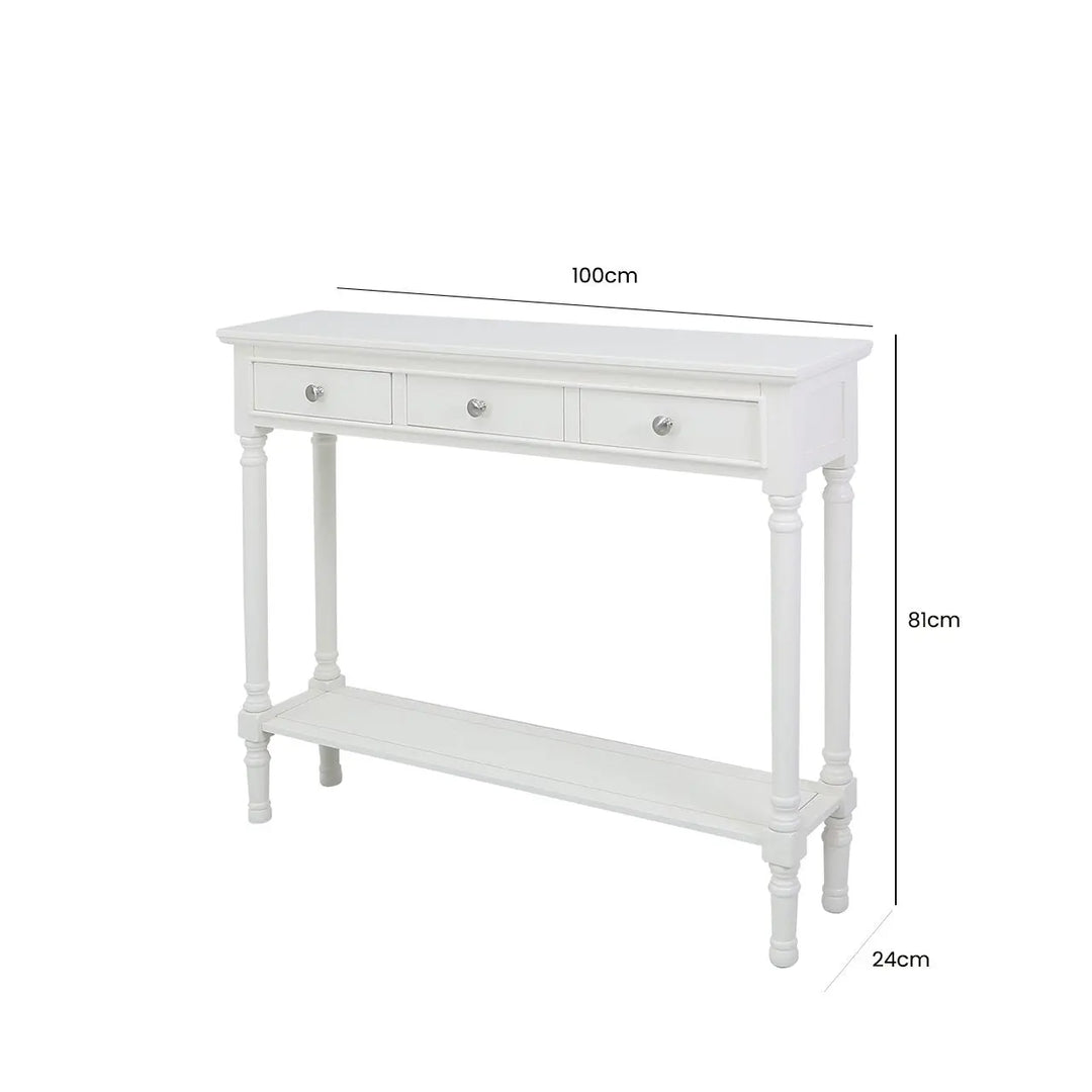Lina Home Deltar White 3 Drawer Console Table Medium #NJ Home Interiors#