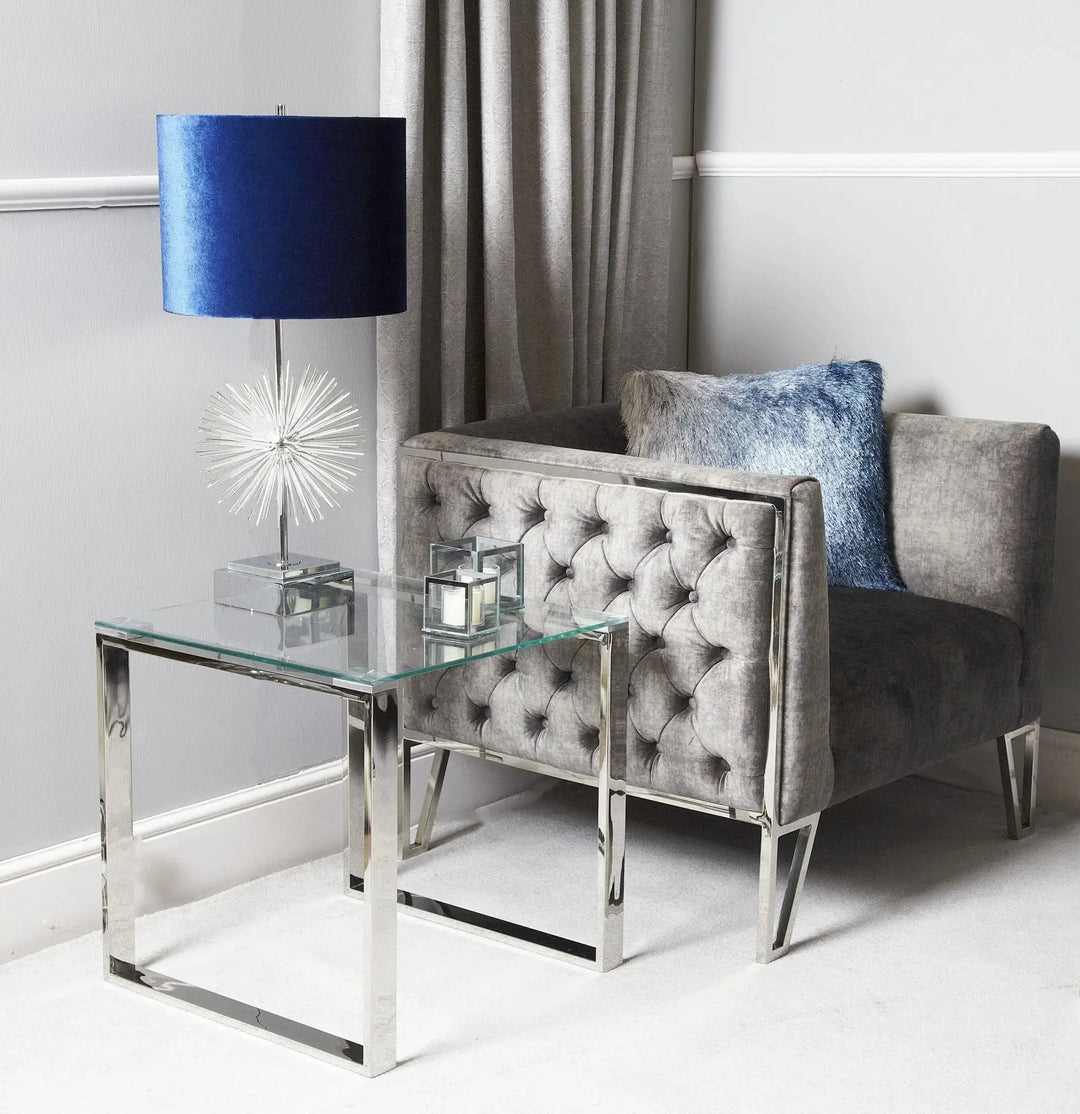 Linear End Table / Side Table - Chrome - LUX-HOM