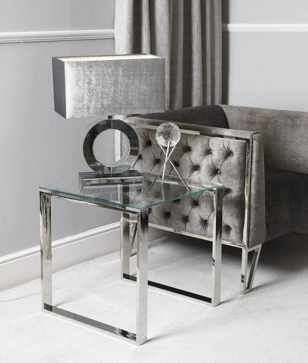 Linear End Table / Side Table - Chrome - LUX-HOM