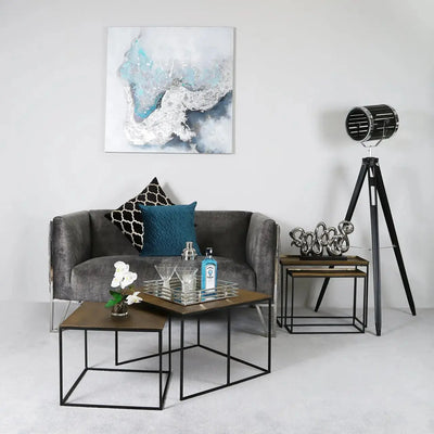 Mahia Set of 2 Black and Gold Nesting Tables - LUX-HOM