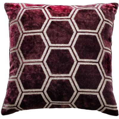 Malini Ivor Large Cushion Aubergine 56x56cm - LUX-HOM