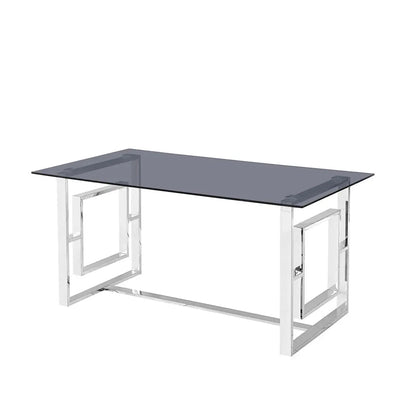 Naples Chrome Metal and Glass Dining Table - LUX-HOM